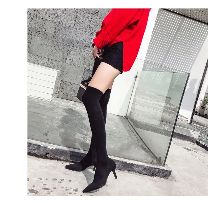 2018 New Pointed High-Heeled and Flat Long Knees Women's Socks Shoes Woman Women's Boots Zapatos De Mujer M8D184 (10)