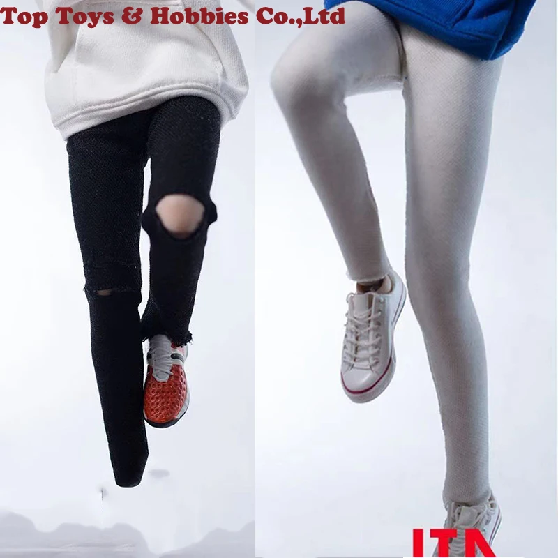 1/6 female soldier accessories PH JO LD UD black/white hole elastic jeans