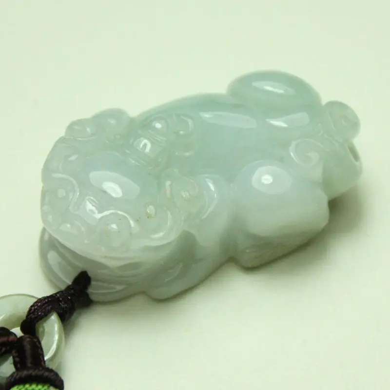 

Certified 100% Natural White A Jade Jadeite Pendant Handmade Wealth Pi xiu 49