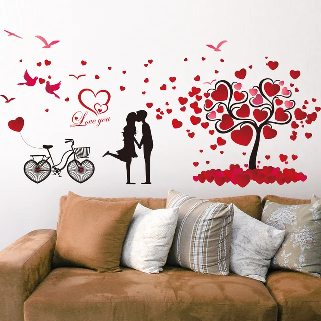 romantic love tree wall stickers paper wall decorations pvc 72x147