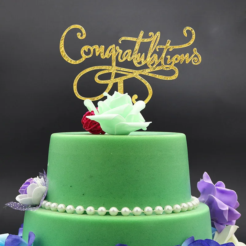 Блестящие золотые поздравления акриловые торт Топпер украшения для кексов для выпускного Свадьба День Рождения украшения торта