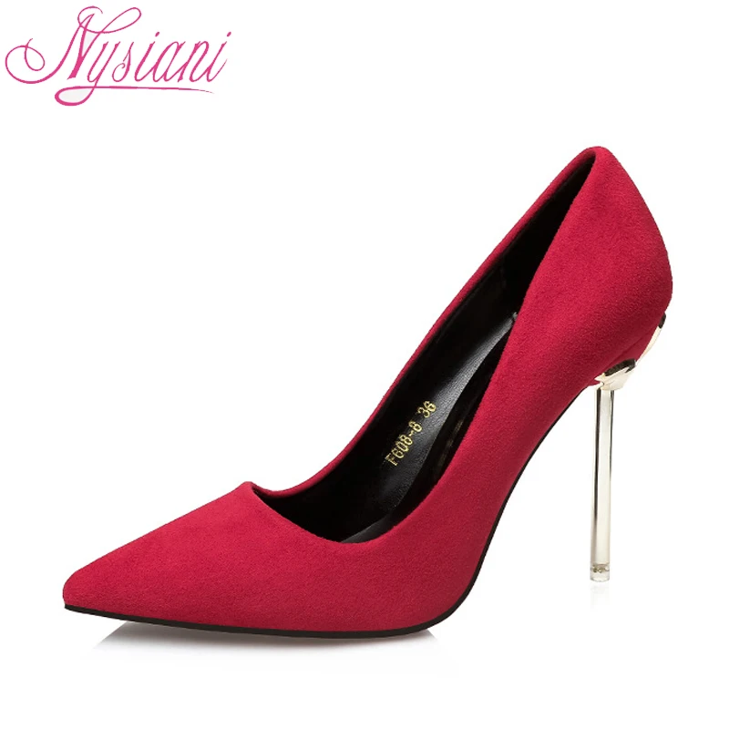 Pointu Haute Hauts Pompes Chaussures 2018 Sexy Ultra Designer Nysiani Robe pink on Bout Parti red green gray Talons khaki Slip Marque Black Femmes nN80XZOwPk