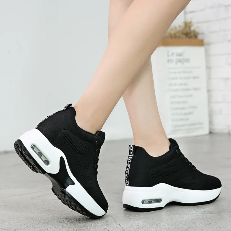 Breathable Flying Knitting Women Sneakers Hide Heel Fashion Sneakers Women Platform Casual Shoes zapatillas mujer XZ136 (15)