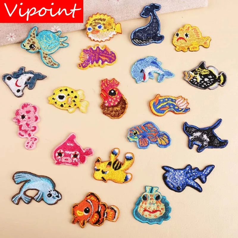 

VIPOINT embroidery fish turtle patches dolphin patches badges applique patches for clothing YX-279