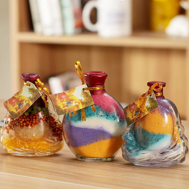 Image Creative Transparent Glass DIY Wishing Bottles Colorful Sand Wishing Bottle Home Decoration Glass Ornaments Craft