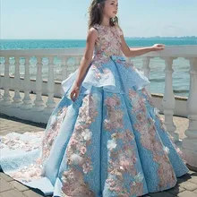 Настоящие фотографии; коллекция года; пышные платья для девочек; бальное платье; Детские платья на день рождения, свадьбу; платья принцессы с цветочным узором для девочек-подростков