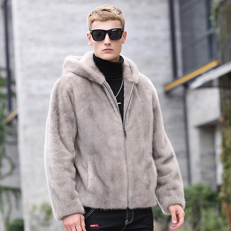 

The new winter 2018 imports of American velvet mink coats men the sable silver blue color mink fur
