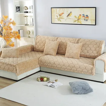 

Winter Plush Sofa Cover Soft Fuzzy Slip Resistant Slipcover Coral Fleece Seat Couch Cover Sofa Towel For Living Room Decor