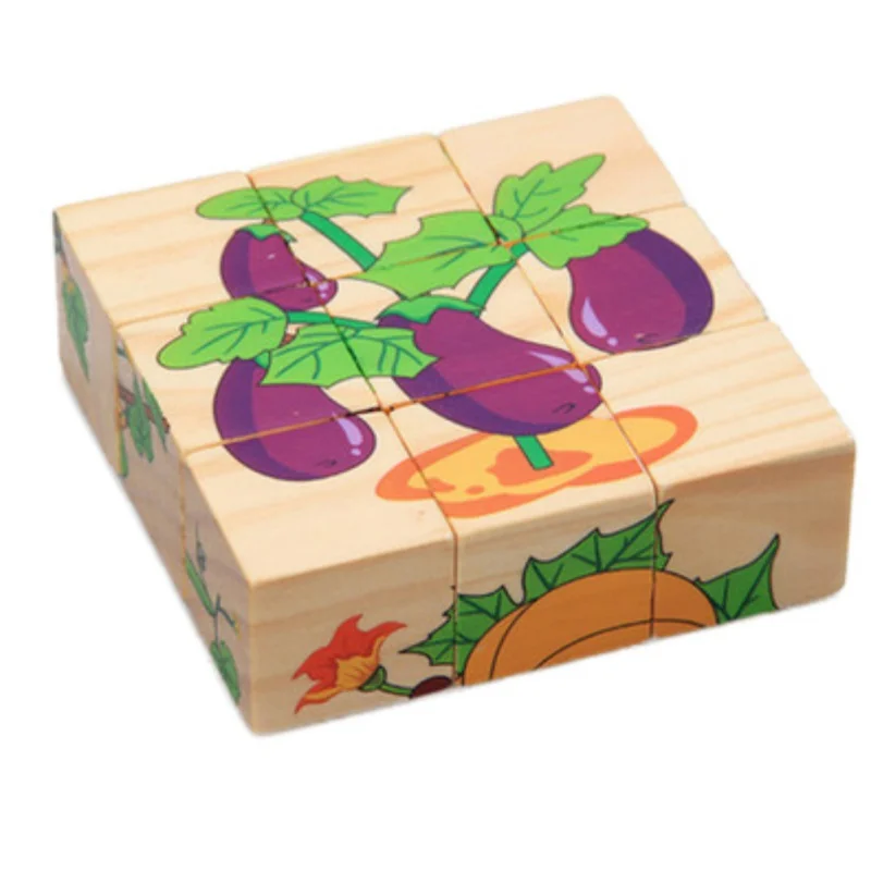 Лидер продаж детские блоки игрушки деревянные трехмерные 9 планшеты 6 головоломки Развивающие игрушки строительные блоки