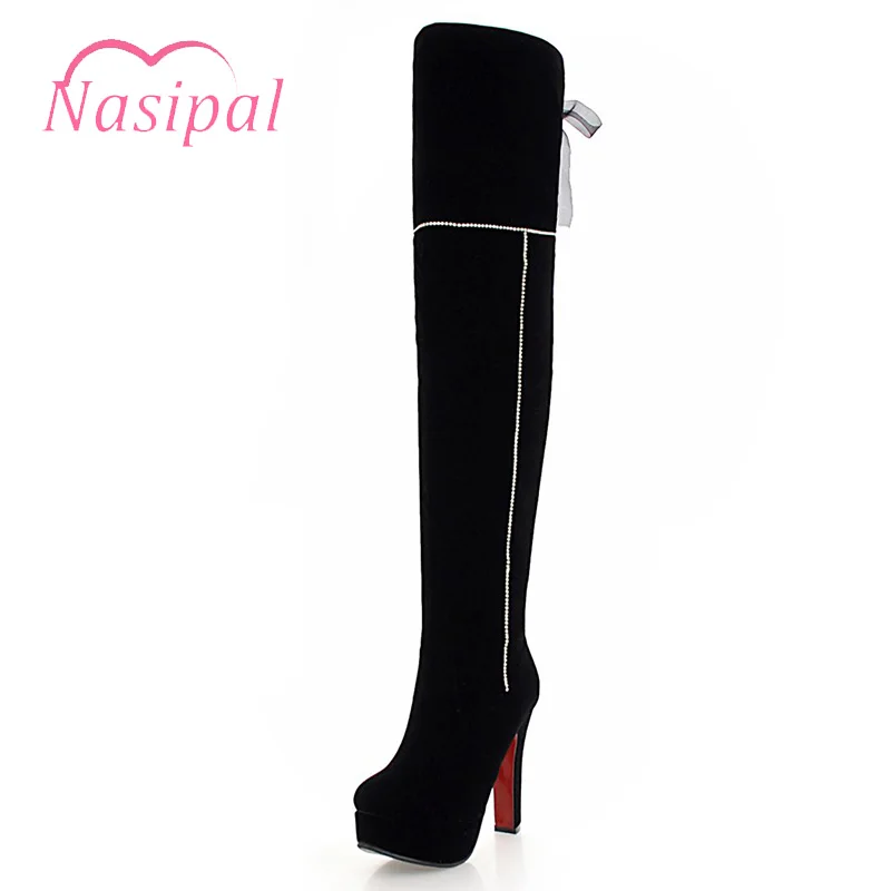 

Nasipal fashion autumn winter women boots black red ladies boots platform cross tied sexy super high over the knee boots M674