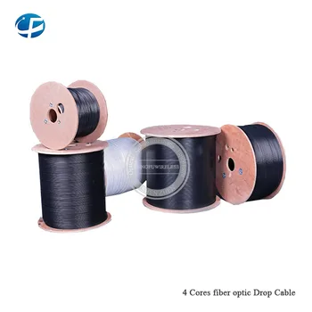 

2 steel 1000m/roll 4 core outdoor FTTH fiber optic Drop Wire Cable LSZH sheath single-mode G657A FTTH outdoor Fiber Optic Cable