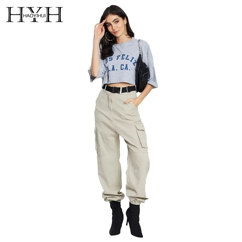 Летние Стильные повседневные топы HYH Haoyihui Femme свободные удобные серые футболки с