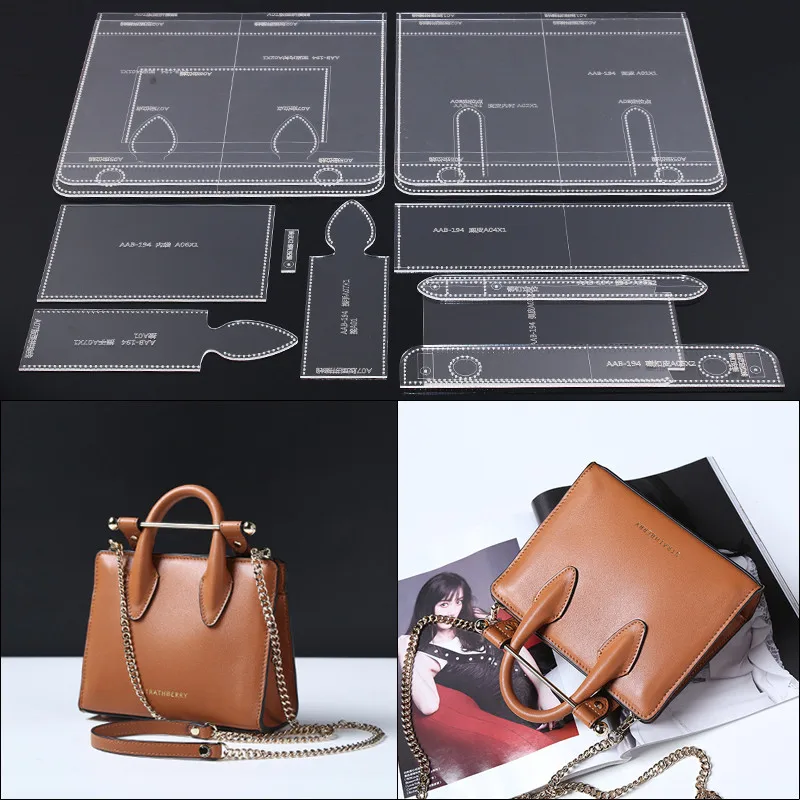 

1 Set Acrylic Template Pattern for Women Shoulder Bag Soft Leather Craft Pattern DIY Bag Stencil Sewing Pattern 29.5*24*10cm