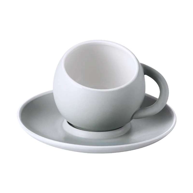 Креативная шлифованная сферическая кофейная чашка, набор керамических чашек и блюдцев, английская послеобеденная кружка, домашняя посуда для напитков, свадебные подарки, кофейные чашки - Цвет: Gray 1 pcs set