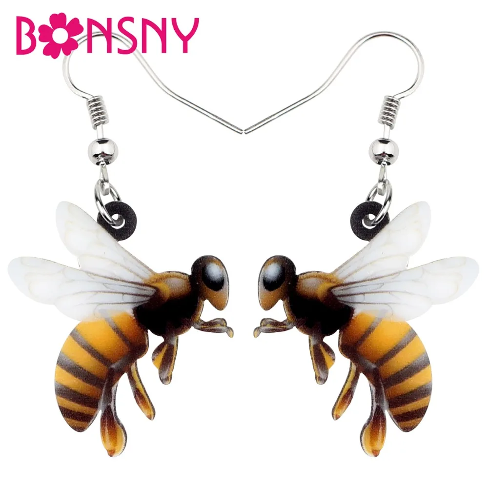 

Bonsny Acrylic Sweet Honey Bee Earrings Drop Dangle Animal Insect Decoration Jewelry For Women Girls Teens Charms Gift Wholesale