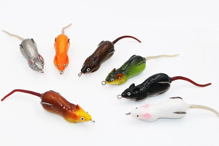 1Pcs 3D Eyes Soft Mouse Bait Bells Sound 6.5cm 12g fishing lure Frog Silicon Artificial Set Sea Swim Bait