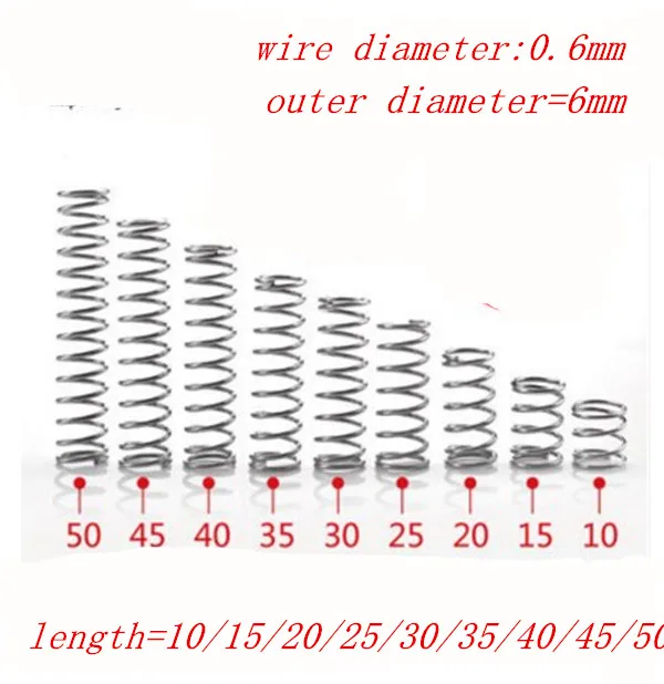 50pcs 0.6mm Stainless Steel compression spring. outer diameter 5mm