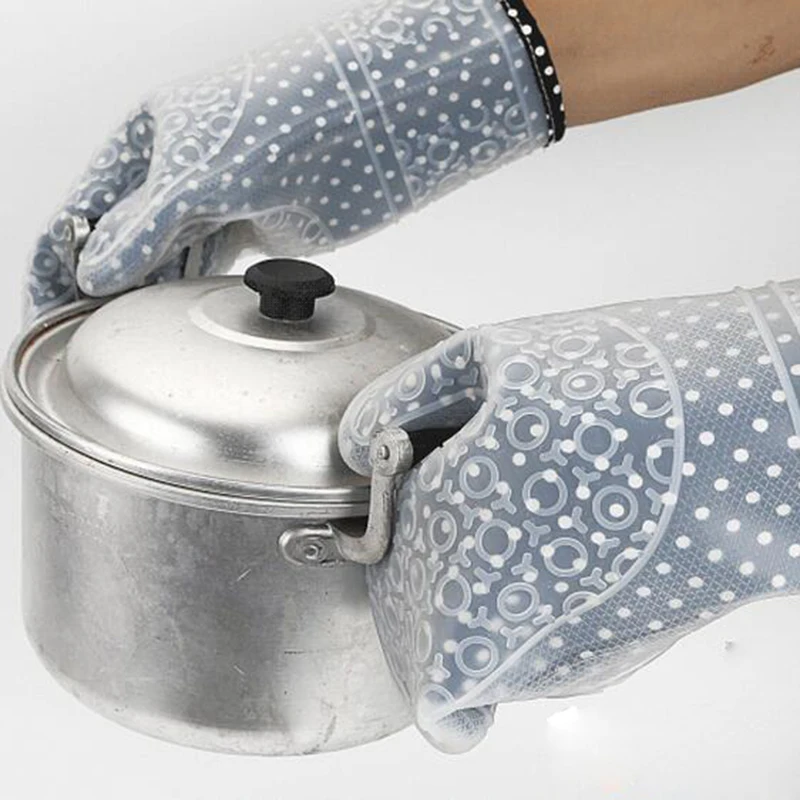 WALFOS One Piece Oven Mitts 1 Piece Silicone and Cotton Double -Layer Heat Resistant Gloves Silicone BBQ Gloves Kitchen Glove silicone oven mitts kitchen gloves silicone oven gloves
