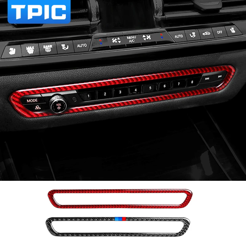 

TPIC Car Styling For BMW G30 2019 X5 Series Carbon Fiber Central control Panel Frame Trim sticker Inteior Decoration Accessories