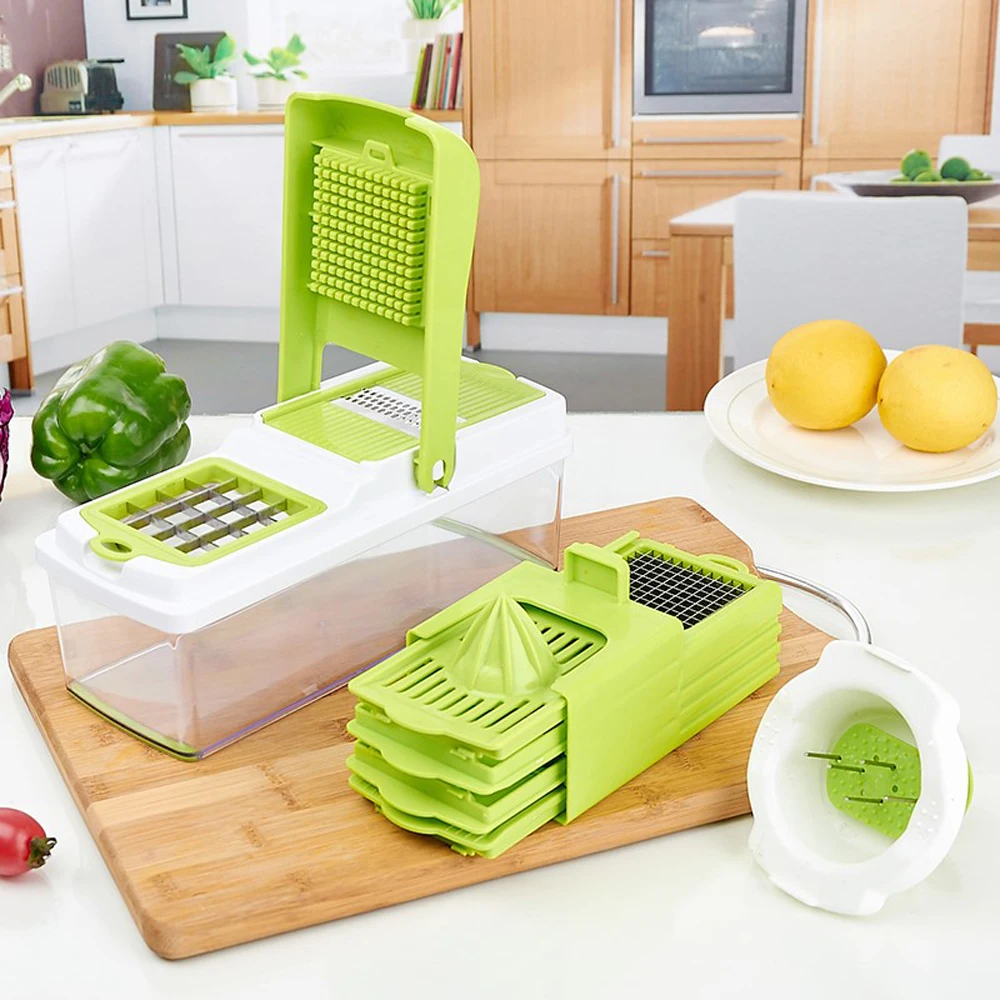 

Manual Vegetable Fruit Grater Multi Blades Multi-functional Onion Cutter Potato Cutter Chopper Chip Sliced Kitchen Gadgets Tool