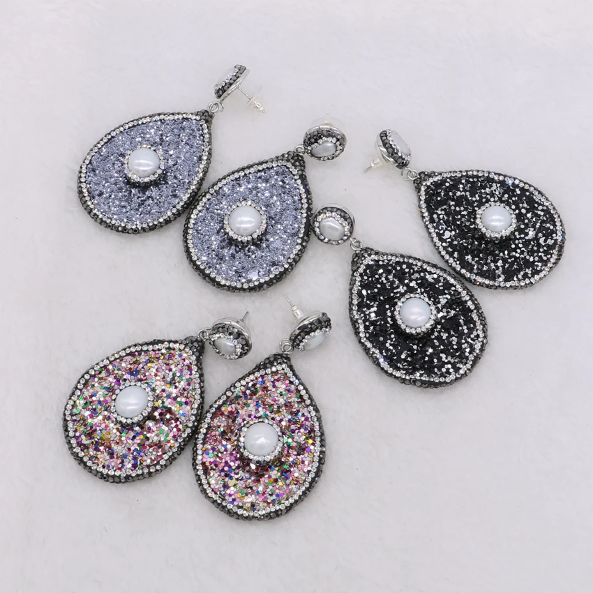 Bling bling Dangle earring fat drop earrings with pearl earringscharm