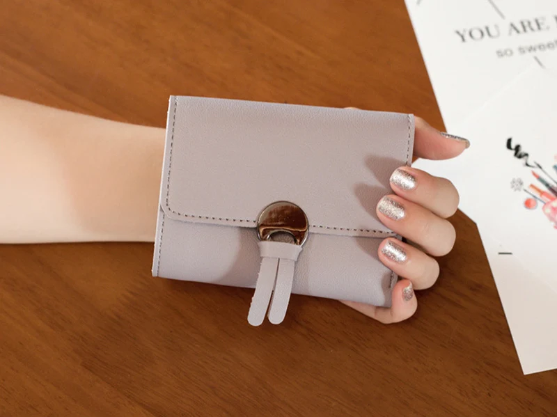 Women Short Wallet PU Leather Mini Female Money Purse New Fashion Foldable Credit Card Holder Lady Coin Bags Girl Wallets WT0121 (7)