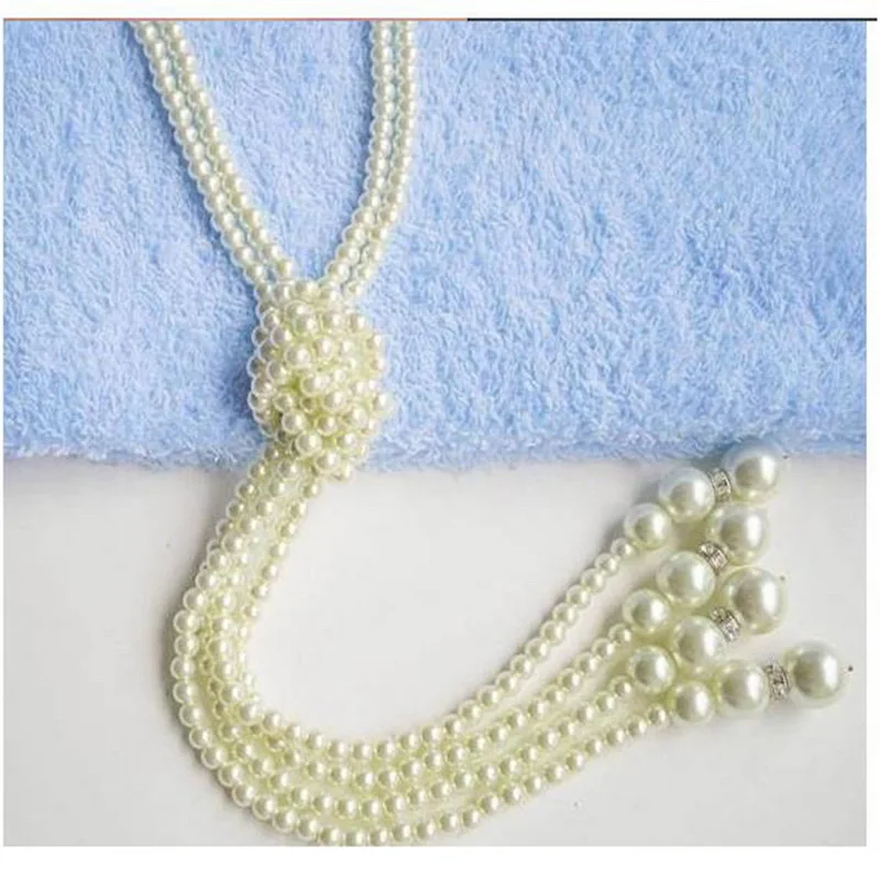 Новая мода, длинное Узловое ожерелье для свитера, многослойное ожерелье из искусственного жемчуга для женщин, свадебное ожерелье для невесты