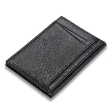 NewBring Genuine Leather Credit Card & ID Holders Black Business Card Wallet Case Bag Wallet Holder money clip