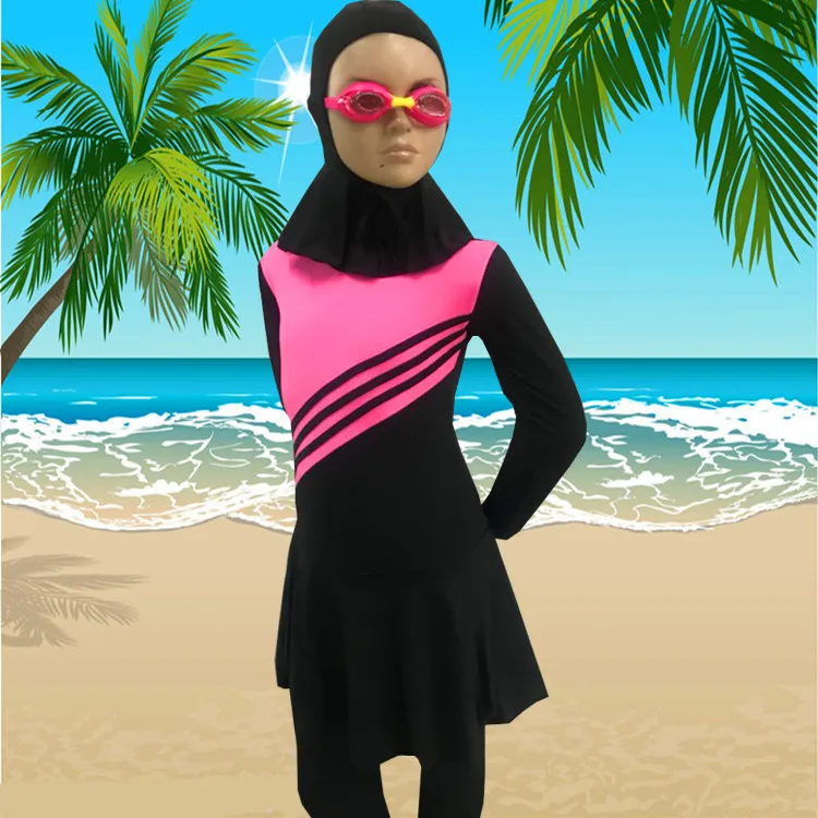 

Modest Quality Muslim Swimwear Islamic Swimsuit for Children Girls Muslim Full Cover Hijab Bathing Suit Summer Burkinis