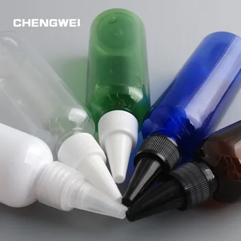 

CHENGWEI 100 ml Statuesque Bottle Empty Packaging Containers Emulsion Seasoning Solvent Bottle PET Plastic Dropper Bottles 10Pcs