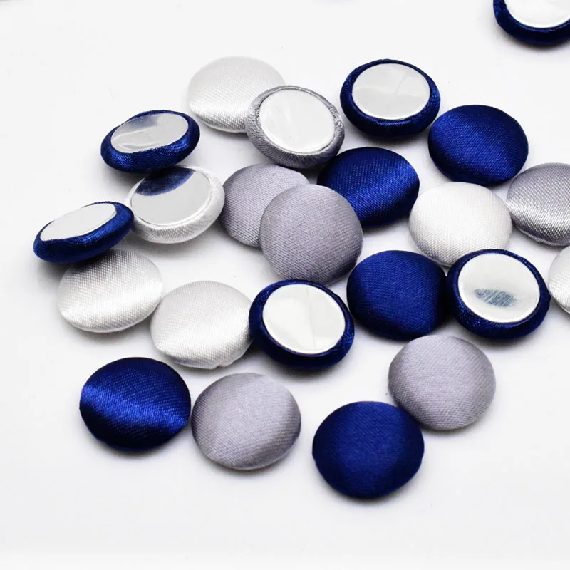 

100pcs 15mm Handmade Satin Fabric Covered Thin Buttons Flat Backs DIY Decoration Buttons Scrapbooking Crafts