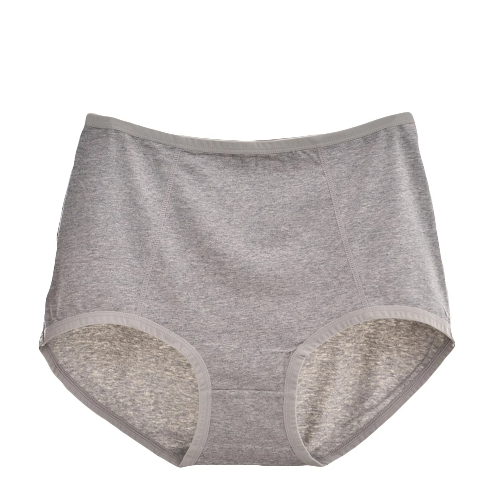 Fashion Solid Color High Waist Panties Breathable Women Briefs Stretch Underwear - Color: Grey