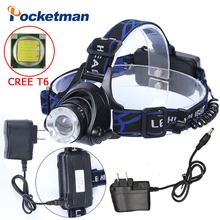 T6 Xm-L Led Headlight 3800Lm Headlamp Flashlight Head Torch Linterna Cree Xml T6 With 18650 Battery/Ac Charger Fishing Light