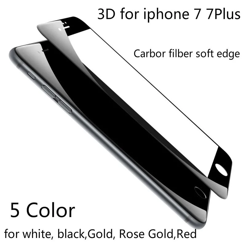 Goedkoop 3D Gebogen Koolstofvezel Zachte Rand Gehard Glas voor iPhone 7 7 Plus Mobiele Telefoon Screen Protector voor ihpone 8 8 plus 9 H hardheid