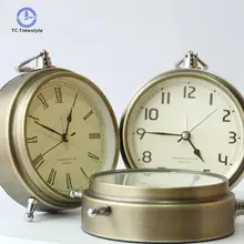Ретро-будильник, металлические бронзовые цифровые часы с высоким разрешением, бесшумное сиденье, подвесное, двойное использование, украшение для дома, прикроватные часы для спальни