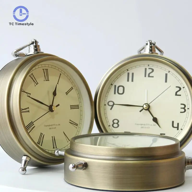 Retro Alarm Clock Metal Bronze High definition Digital ...