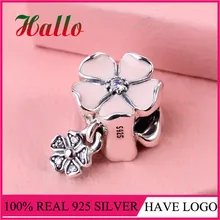 Очаровательные цветы, нежно-розовые эмалевые бусина-Шарм для браслетов браслеты бусины для изготовления ювелирных изделий