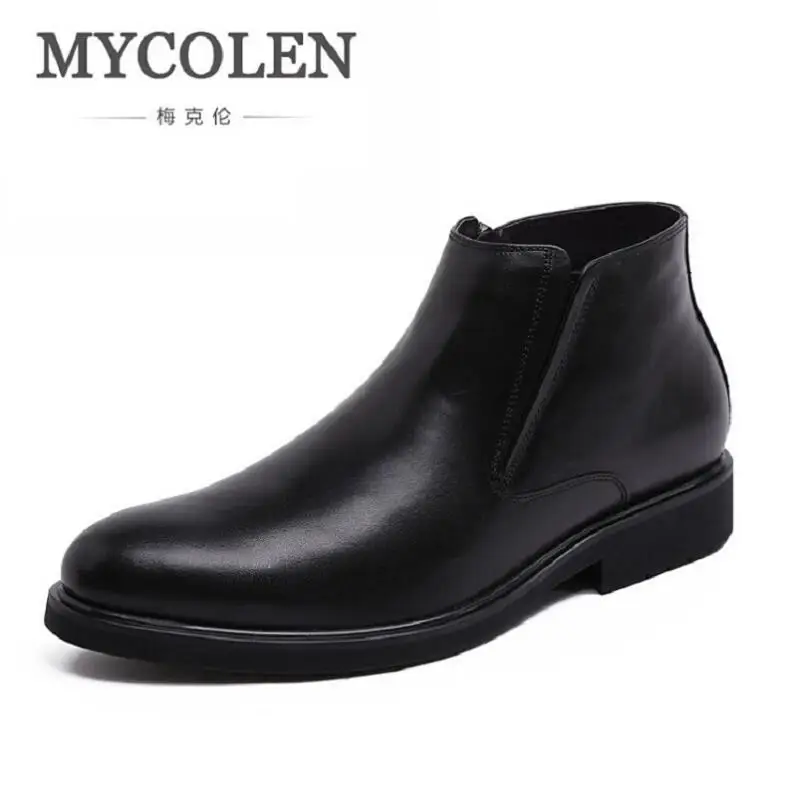 

MYCOLEN Autumn Men's Boots Luxury Fashion Leather Mens Dress Boots Male Ankle Boots 2017 New Black Business Shoes botas hombre