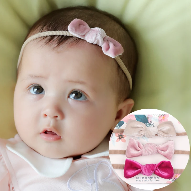

Baby Velvet Bow Headbands Children Head Bandage Elastic Hair Bands Girls Headwear Kids Accessories Hair Ties Turbante 3 Colors