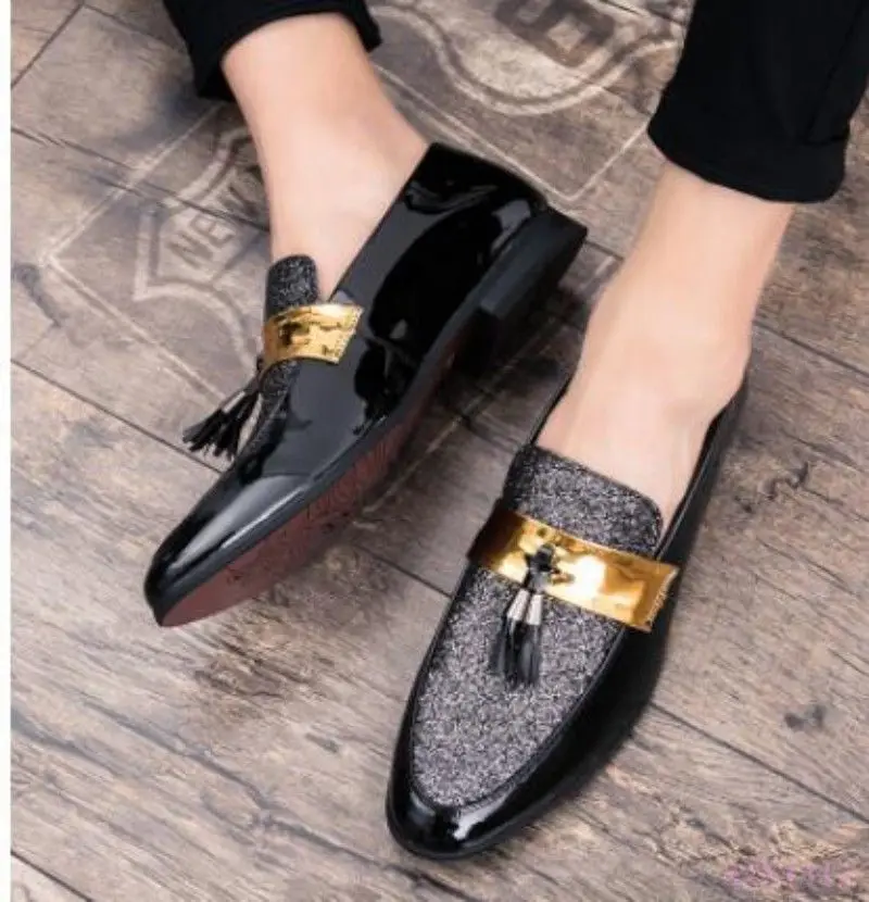 

Men Business Wedding Drive Shoes Moccasins Shiny Patent Tassel Fringe Party Cool C70