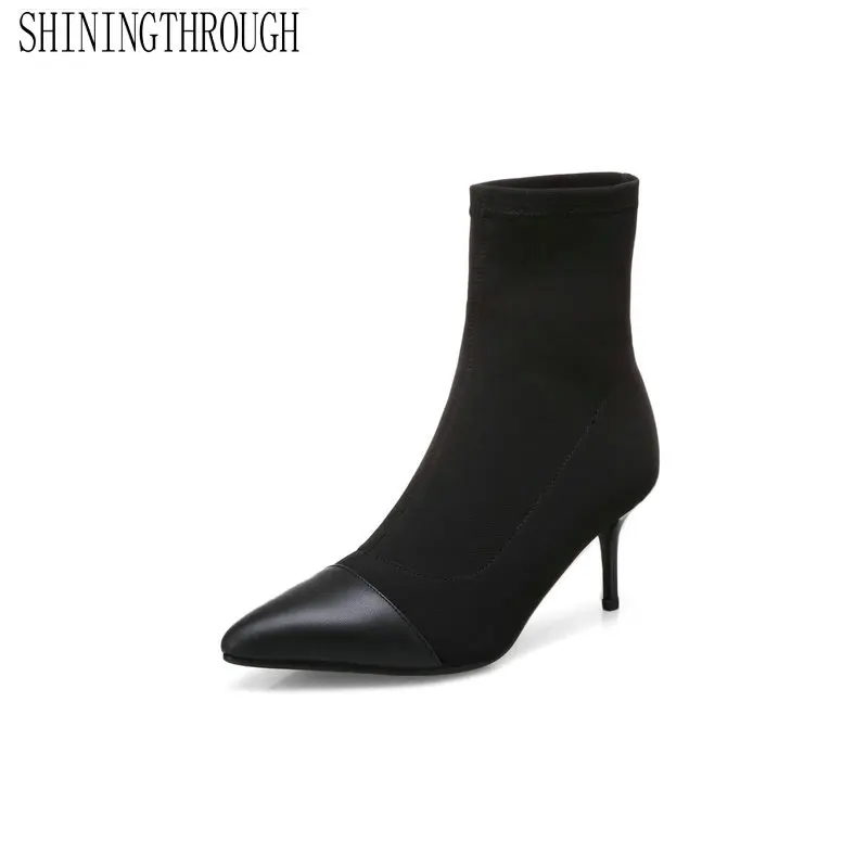 

Genuin Leather Women Ankle Fashion Not Lace-up Boots Sexy Thin High Hhel Women Shoes Spring Autumn Party Ladies Shoes