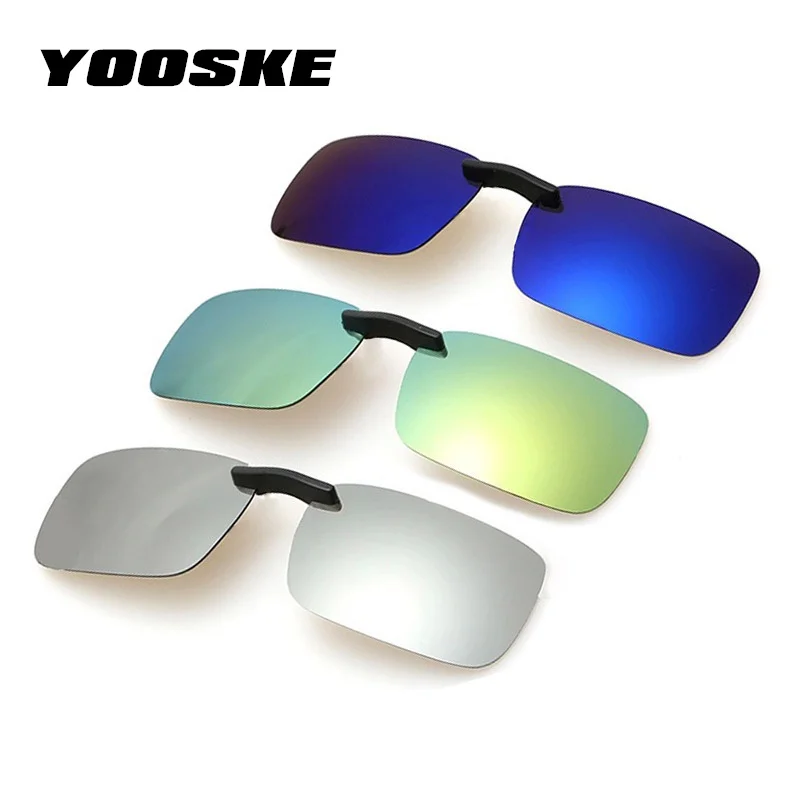 

YOOSKE Square Polarized Sunglasses Man Clip On Myopia Eyeglasses Men Frameless Night Vision Goggles Sun Glasses Flip Up Sunglass