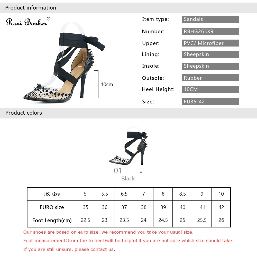 Roni Bouker/женские роскошные модные туфли на высоком каблуке; черные женские туфли-лодочки со шнуровкой и шипами; блестящие свадебные туфли; Прямая поставка