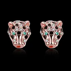 Продажа ювелирных изделий леопарда форма головы серьги из Австрийскими кристаллами для женщин изысканные серьги стержня