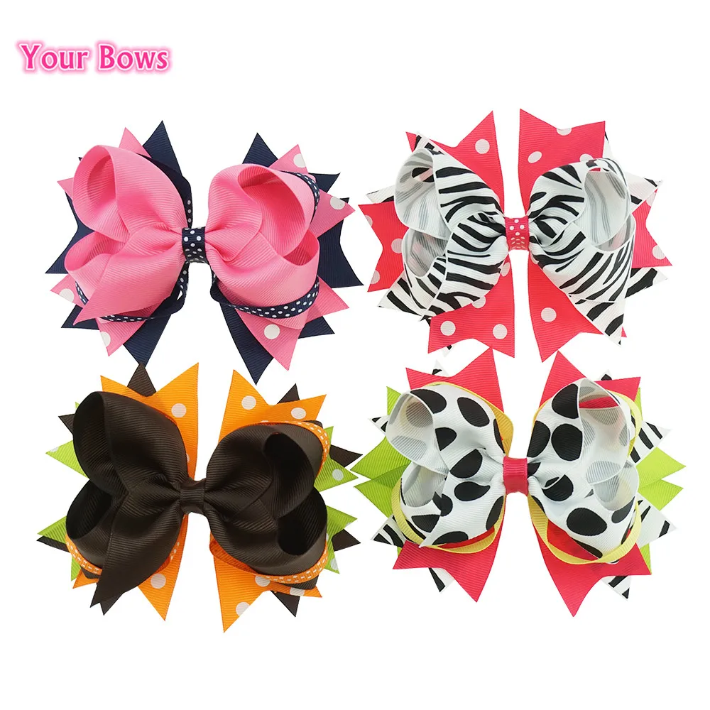 

Your Bows 1PC 5.5 Inches Children Hair Bows Girl Headwear Polyester Bows With Hair Clips Fastion Hair Accessories