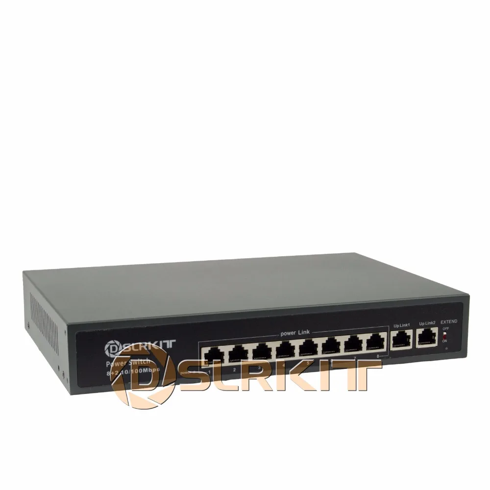 DSLRKIT 250M 10 Ports 8 PoE Switch Injector Power Over