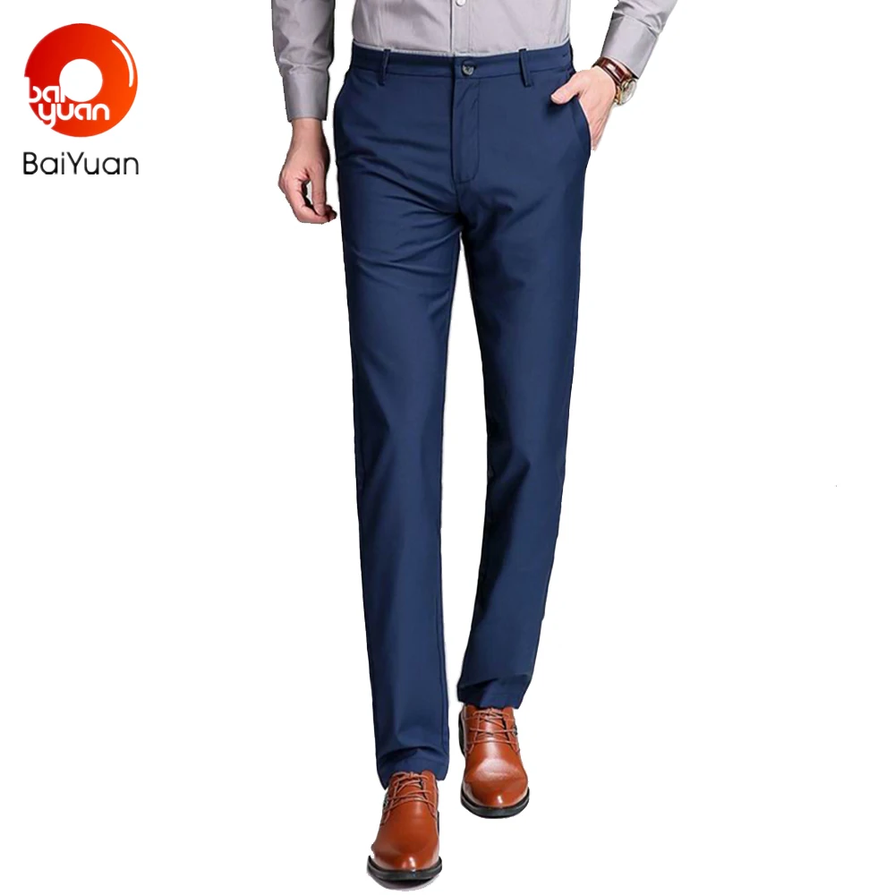 2017 Fashion Brand Autumn Casual Pants for Men Blue Tencel Classic Men