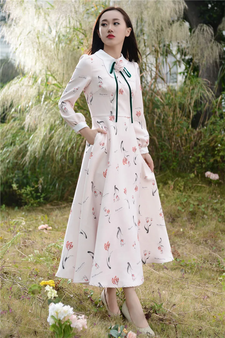 

New High Quality Explosions Leisure Vintage color matching Dresses Women Rivet Spring summer Casual Dress