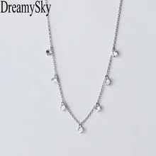 DreamySky Настоящее чистое 925 пробы Серебряное ожерелье с кисточками и кубическим цирконием для женщин Свадебное Массивное колье
