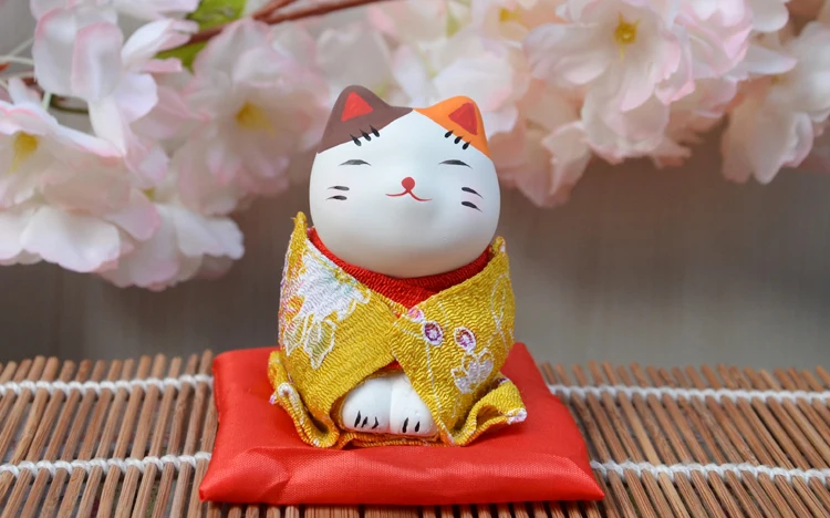 3 шт. фигурки счастливого кота японское кимоно Maneki Neko гипсовые украшения животные котенок миниатюры украшение дома бизнес подарок